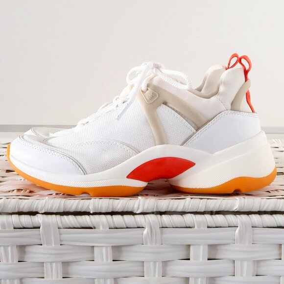 Michael Kors Chunky White Orange Sneakers Athleisure Sporty Tennis Shoes 7 - Picture 4 of 16